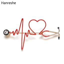 New Hot Sale Medical Medicine Brooch Pin Stethoscope Electrocardiogram Heart Shaped Pin Nurse Doctor Backpack Lapel Jewelry