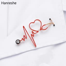 New Hot Sale Medical Medicine Brooch Pin Stethoscope Electrocardiogram Heart Shaped Pin Nurse Doctor Backpack Lapel Jewelry