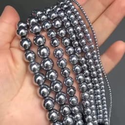 Natural Silver Plated Hematite beads Round Loose Stone Beads for Jewelry Making DIY Bracelet Necklace 2/3/4/6/8/10mm 15 inch