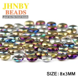 JHNBY Faceted Flat Round Hematite Ball 3/4/6/8/10mm Natural Stone Ore Gold Colors Loose Beads For Jewelry Bracelets Making DIY
