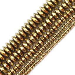 JHNBY Faceted Flat Round Hematite Ball 3/4/6/8/10mm Natural Stone Ore Gold Colors Loose Beads For Jewelry Bracelets Making DIY