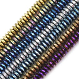 JHNBY Faceted Flat Round Hematite Ball 3/4/6/8/10mm Natural Stone Ore Gold Colors Loose Beads For Jewelry Bracelets Making DIY
