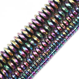 JHNBY Faceted Flat Round Hematite Ball 3/4/6/8/10mm Natural Stone Ore Gold Colors Loose Beads For Jewelry Bracelets Making DIY
