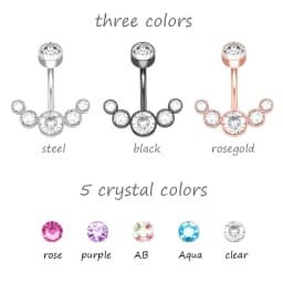 14G Dangle Belly Button Rings for Women Girls 316L Surgical Steel Curved Navel Barbell 5 Crystals Body Jewelry Piercing Ombligo