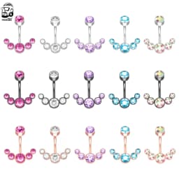 14G Dangle Belly Button Rings for Women Girls 316L Surgical Steel Curved Navel Barbell 5 Crystals Body Jewelry Piercing Ombligo