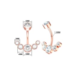 14G Dangle Belly Button Rings for Women Girls 316L Surgical Steel Curved Navel Barbell 5 Crystals Body Jewelry Piercing Ombligo