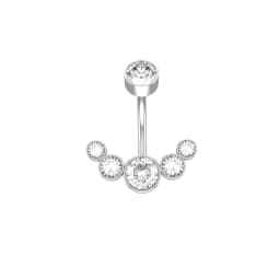 14G Dangle Belly Button Rings for Women Girls 316L Surgical Steel Curved Navel Barbell 5 Crystals Body Jewelry Piercing Ombligo