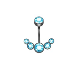14G Dangle Belly Button Rings for Women Girls 316L Surgical Steel Curved Navel Barbell 5 Crystals Body Jewelry Piercing Ombligo