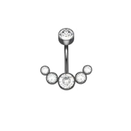 14G Dangle Belly Button Rings for Women Girls 316L Surgical Steel Curved Navel Barbell 5 Crystals Body Jewelry Piercing Ombligo