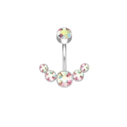 14G Dangle Belly Button Rings for Women Girls 316L Surgical Steel Curved Navel Barbell 5 Crystals Body Jewelry Piercing Ombligo