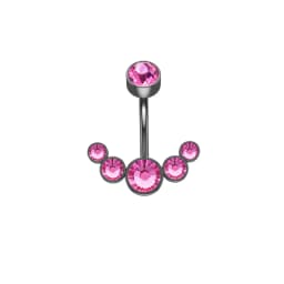 14G Dangle Belly Button Rings for Women Girls 316L Surgical Steel Curved Navel Barbell 5 Crystals Body Jewelry Piercing Ombligo