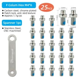 Deemount 25/50 PCS Bicycle Pedal Bolts M4 Steel Stud Pin Nail Cycle Anti-skid Spikes Bike Parts Optional Tool