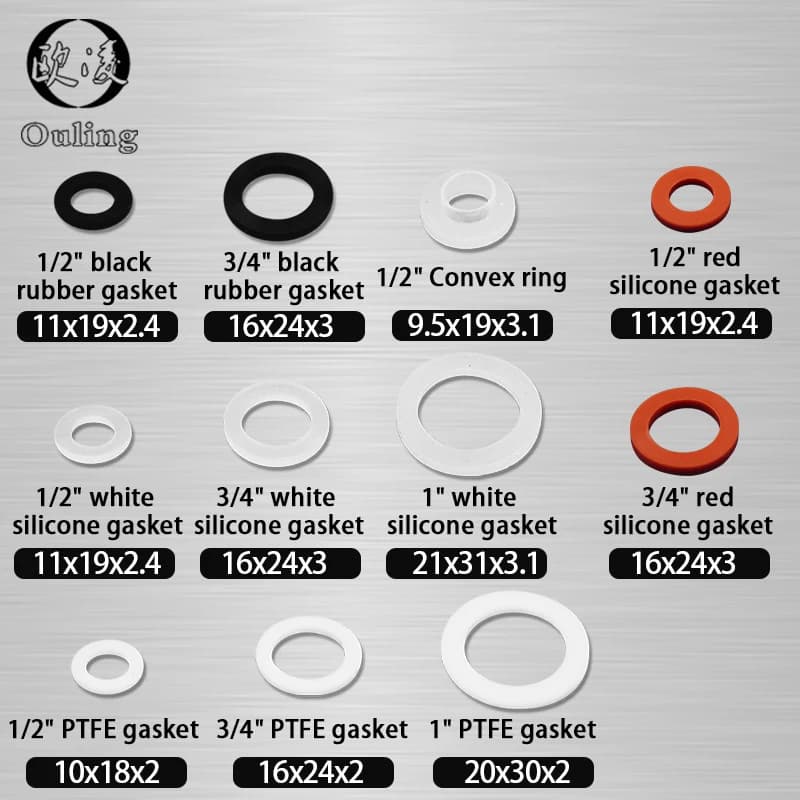 White Black 1/2" 3/4" 1"Rubber Ring Silicon PTFE Flat Gasket Sealing Ring Shower Nozzle Hose Pipe Bellows Tube Washer Ring-.-