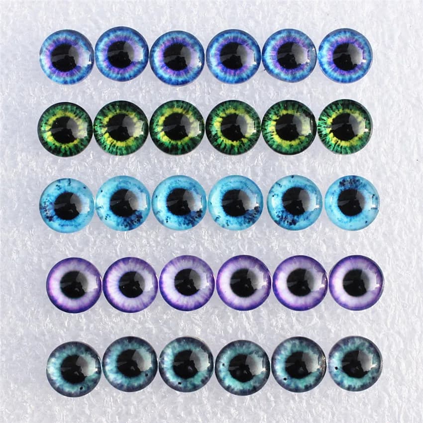 8 10 12 14 16 18 20 25mm Mixed with 5 different Dragon Eyes Pairs Pattern Glass Cabochon Flatback Photo DIY Making Accessories