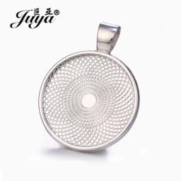 JUYA 10pcs Pendant Cabochon Base DIY Jewelry Making 25mm Inner Size Plated Crafts Setting Necklace Jewellery Findings Accessory