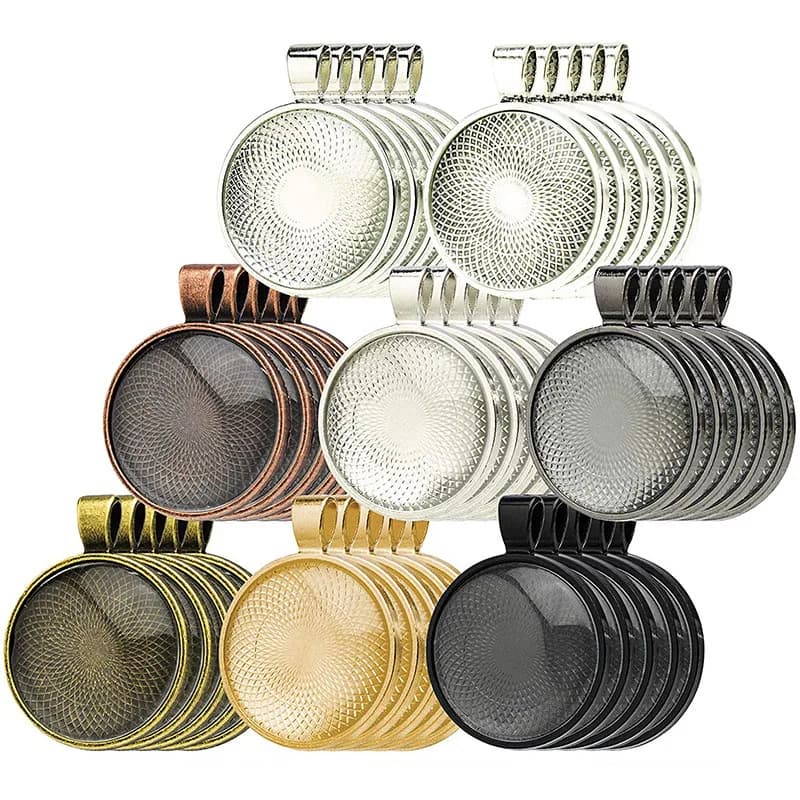 JUYA 10pcs Pendant Cabochon Base DIY Jewelry Making 25mm Inner Size Plated Crafts Setting Necklace Jewellery Findings Accessory