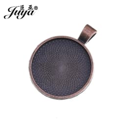 JUYA 10pcs Pendant Cabochon Base DIY Jewelry Making 25mm Inner Size Plated Crafts Setting Necklace Jewellery Findings Accessory