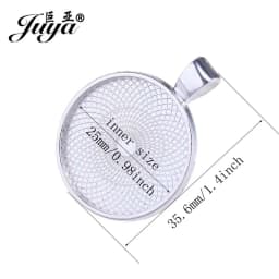 JUYA 10pcs Pendant Cabochon Base DIY Jewelry Making 25mm Inner Size Plated Crafts Setting Necklace Jewellery Findings Accessory