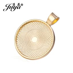 JUYA 10pcs Pendant Cabochon Base DIY Jewelry Making 25mm Inner Size Plated Crafts Setting Necklace Jewellery Findings Accessory
