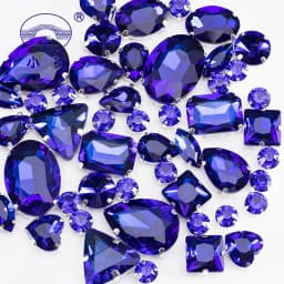 Glitter Mixed Shape Glass Rhinestones For Clothes Pink Flatback Craft Gems Crystal Sew On Rhinestone With Claw 50PCS/PACK S048