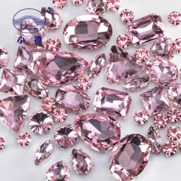 Glitter Mixed Shape Glass Rhinestones For Clothes Pink Flatback Craft Gems Crystal Sew On Rhinestone With Claw 50PCS/PACK S048