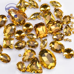 Glitter Mixed Shape Glass Rhinestones For Clothes Pink Flatback Craft Gems Crystal Sew On Rhinestone With Claw 50PCS/PACK S048