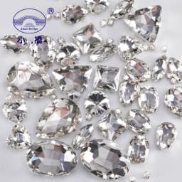 Glitter Mixed Shape Glass Rhinestones For Clothes Pink Flatback Craft Gems Crystal Sew On Rhinestone With Claw 50PCS/PACK S048