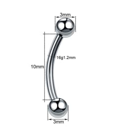 G23 Titanium Epoxy Curved Barbells Eyebrow Rings Piercing Curved Bar Banana Eyebrow Ear Cartilage Tragus Body Piercing Jewelry
