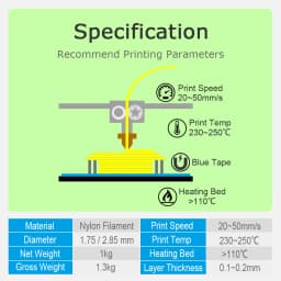 Pa Nylon Polyamide 3D Filament Printer 1.75 mm 1 -f- 75 1kg 10m 100g Diy For Shipping Thread White Nature Color