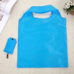 Shopping Bag Solid Color Eco-friendly Folding Reusable Portable Shoulder Handbag Polyester for Travel Grocery