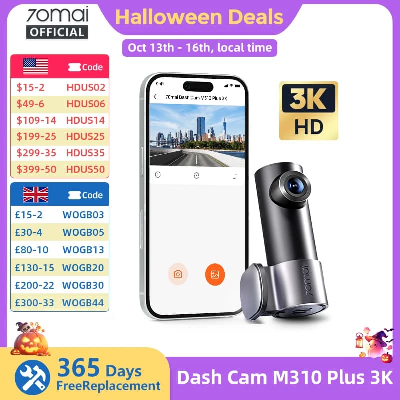 New 70mai Dash Cam M310 Plus 3K 1620P WDR Voice Control 139°FOV Car DVR 70mai M310 Plus 3K Car Recorder Parking Monitor
