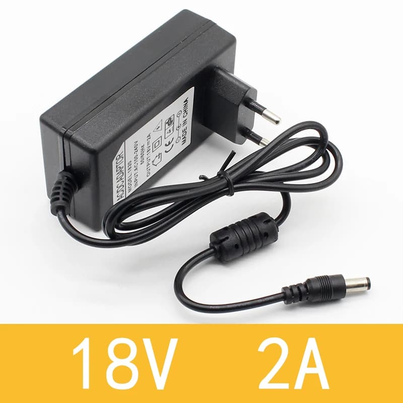 1PCS 18V 2A AC 100V-240V Converter Adapter DC 18V 2A 2000mA Power Supply EU Plug 5.5mm X 2.1-2.5mm