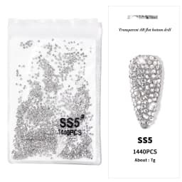 AB/Clear 1 Bag Nail Rhinestones Sizes SS3-SS12 1440 pcs Nail Art Decoration Flatback Glass Stones Shiny Gems DIY Gems