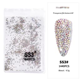 AB/Clear 1 Bag Nail Rhinestones Sizes SS3-SS12 1440 pcs Nail Art Decoration Flatback Glass Stones Shiny Gems DIY Gems