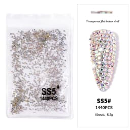 AB/Clear 1 Bag Nail Rhinestones Sizes SS3-SS12 1440 pcs Nail Art Decoration Flatback Glass Stones Shiny Gems DIY Gems