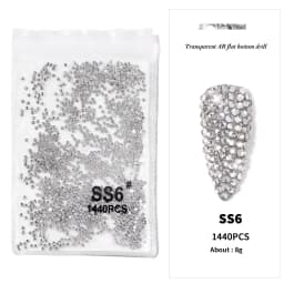 AB/Clear 1 Bag Nail Rhinestones Sizes SS3-SS12 1440 pcs Nail Art Decoration Flatback Glass Stones Shiny Gems DIY Gems