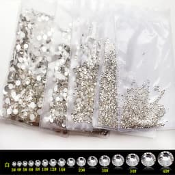 AB/Clear 1 Bag Nail Rhinestones Sizes SS3-SS12 1440 pcs Nail Art Decoration Flatback Glass Stones Shiny Gems DIY Gems