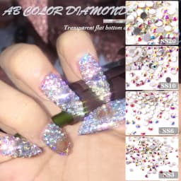 AB/Clear 1 Bag Nail Rhinestones Sizes SS3-SS12 1440 pcs Nail Art Decoration Flatback Glass Stones Shiny Gems DIY Gems