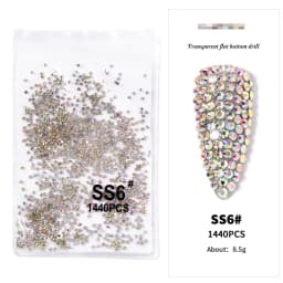 AB/Clear 1 Bag Nail Rhinestones Sizes SS3-SS12 1440 pcs Nail Art Decoration Flatback Glass Stones Shiny Gems DIY Gems