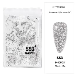AB/Clear 1 Bag Nail Rhinestones Sizes SS3-SS12 1440 pcs Nail Art Decoration Flatback Glass Stones Shiny Gems DIY Gems