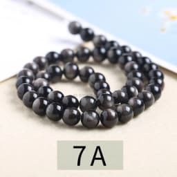 Natural Stone Golden Black Obsidian Bead Shinny Round Loose Gemstone Bead for Jewelry Making Diy Bracelet Necklace Accessory 15"