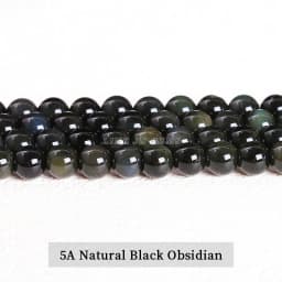 Natural Stone Golden Black Obsidian Bead Shinny Round Loose Gemstone Bead for Jewelry Making Diy Bracelet Necklace Accessory 15"