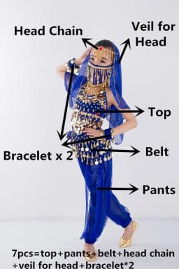 Children Belly Dancer Belt Pants Veil Accessories for Wings Kids Mask Bollywood Dress Girls Belly dance Costume Set 2-8Pieces