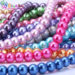 OlingArt 4MM/6MM/8MM 50PCS Round Multicolor Glass Imitation Pearl DIY Earrings Bracelet Necklace Jewelry Making