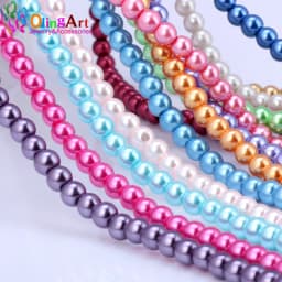 OlingArt 4MM/6MM/8MM 50PCS Round Multicolor Glass Imitation Pearl DIY Earrings Bracelet Necklace Jewelry Making