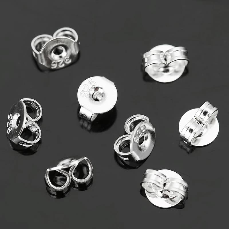 50pcs/pack 925 Sterling Silver Earrings Back Earring Stopper Findings For Stud Earrings Clasp DIY Jewelry Making Findings