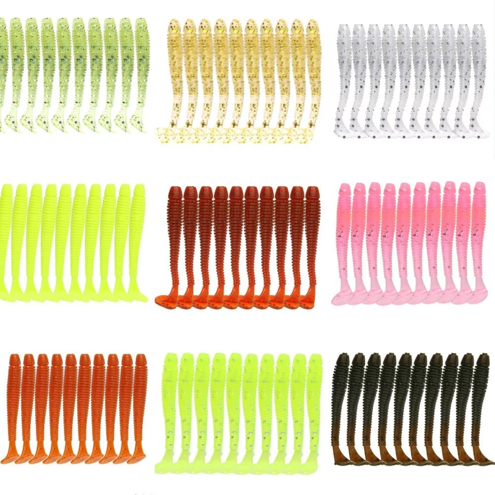10pcs/lot Classic Tail Soft lure Saturn Worm 0.6g/ 5.2cm Glow in Dark Silicone Lure Jig Head Soft Baits Carp Bass Fishing Peche