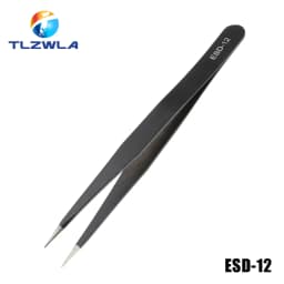 1PCS Anti-static ESD Stainless Steel Tweezers Maintenance Tools Industrial Precision Curved Straight Tweezers Repair Tools