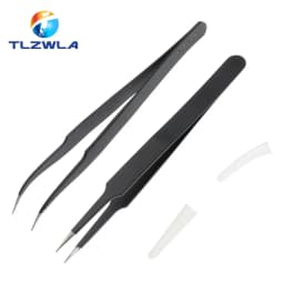 1PCS Anti-static ESD Stainless Steel Tweezers Maintenance Tools Industrial Precision Curved Straight Tweezers Repair Tools