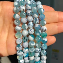 Natural Stone Blue Fire Agates Dragon Veins Onyx Round Loose Beads For Jewelry Making 15''Inch 6/8/10mm DIY Bracelets Necklaces